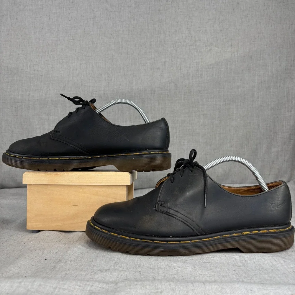 Vintage Dr Martens 1461 MIE Black Leather Derby Shoes 3 Eye Men's UK 9 US 10
